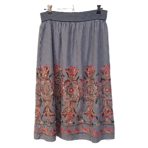 Magic Striped Embroidered A-line Skirt Size L - Picture 1 of 10
